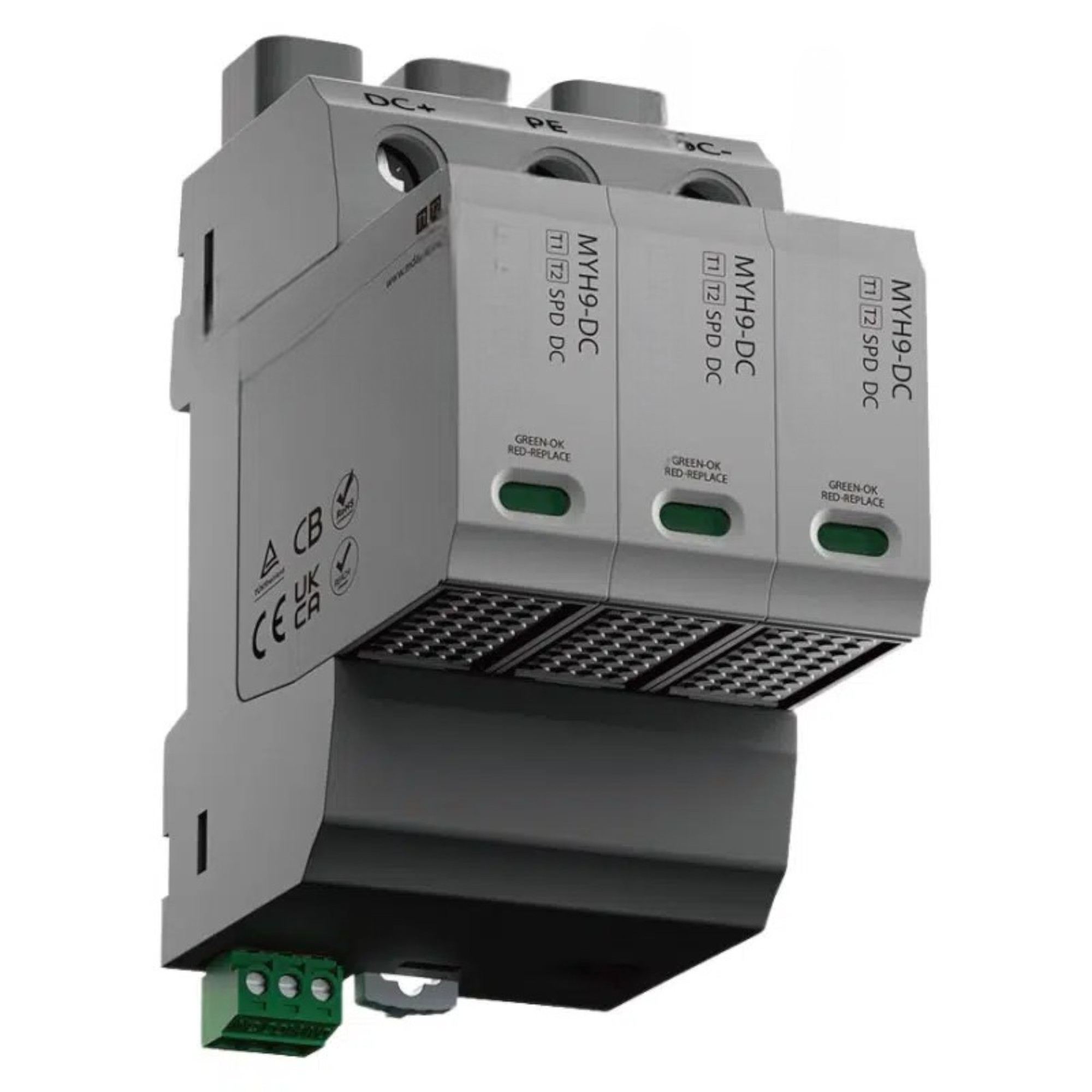 타입 1+2 dc spd myh9 | 600 VDC | 20 ka에서