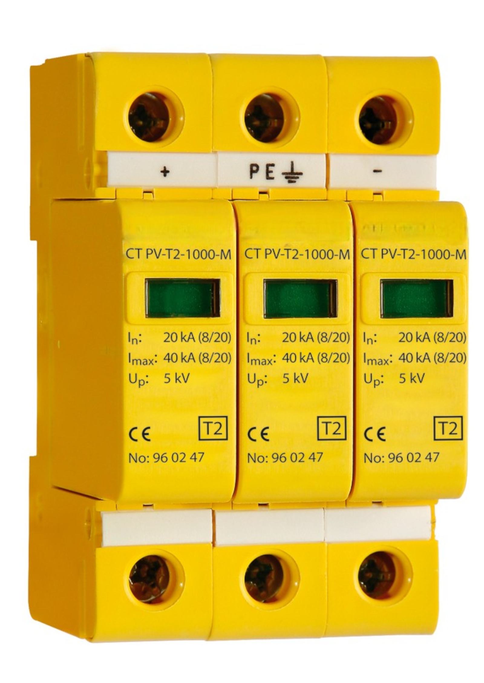 원격 전환 접점이있는 2 형 DC 서지 보호 장치 | Din-Rail, IP20